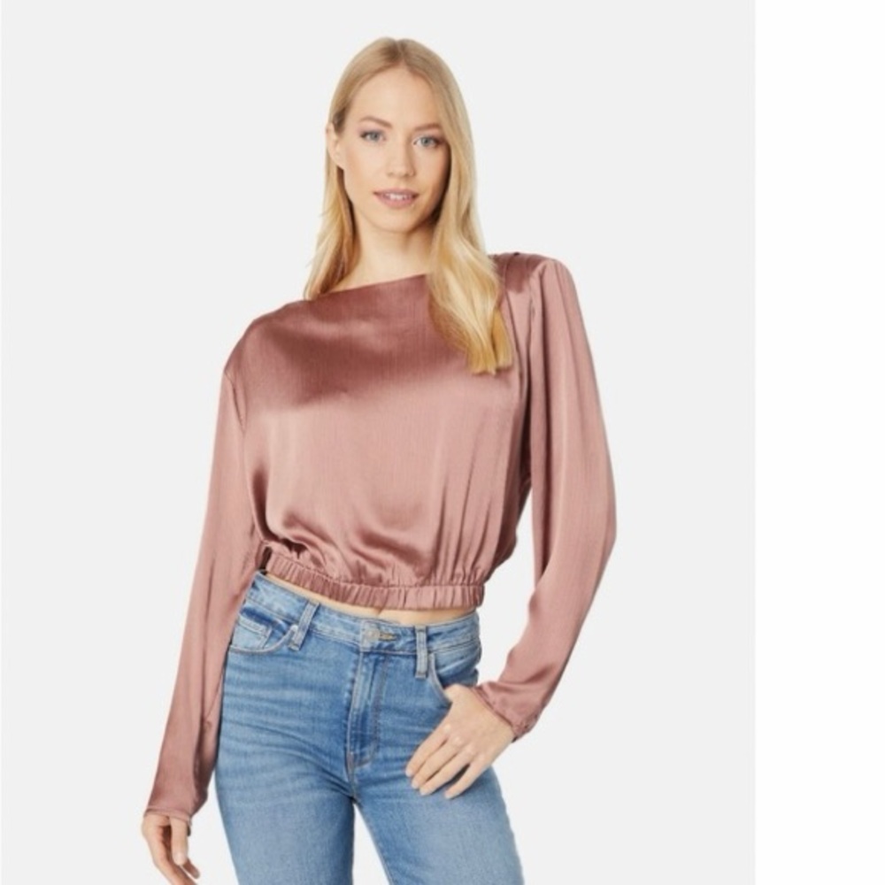 ASTR the label blouse - size L - Crawford Pleated-Shoulder top- dusty rose